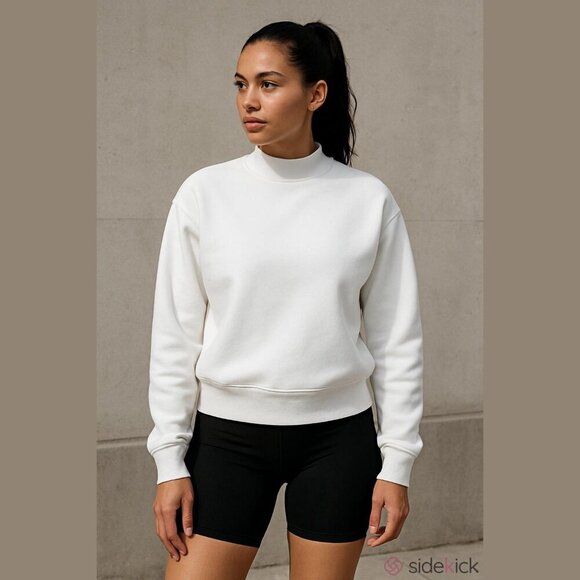 Aritzia TNA Women's Size 1 (XS) White Mock Neck Cozy Fleece Pullover Sweatshirt - Picture 1 of 8